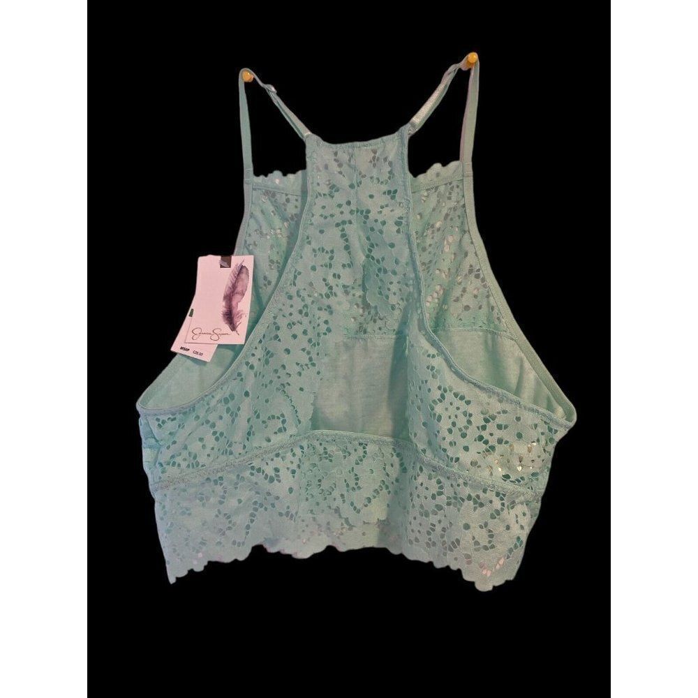 Jessica Simpson Cropped Tank Top Size L 12-14 Eyelet Lace Ruffle - Picture 6 of 7